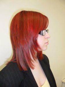 applying red colour to hair stage 6